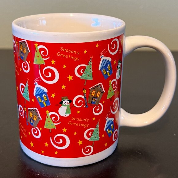 Lot of 4 Christmas Winter Holidays Colorful Mugs ~ Musical ~ Snowflakes ~ Doves - Picture 6 of 9